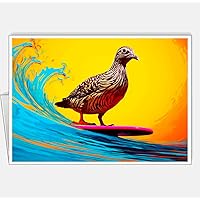 Assortment All Occasion Greeting Cards, Matte White, Farm Animals Surfers Pop Art, (4 Cards) Size A5-148 x 210 mm - 5.8 x 8.3 in #1 (Partridge Animal Surfer 0)