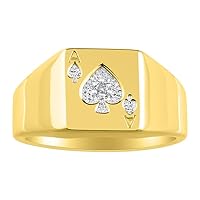 Diamond Ring Lucky Pinky Ring Sterling Silver or Yellow Gold Plated Silver - Ace of Spades Poker Ring