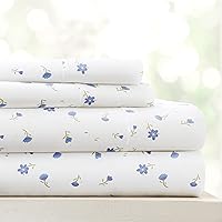 4 Piece Queen Sheet Set (Light Blue Floral) - Sleep Better Than Ever with These Ultra-Soft & Cooling Bed Sheets for Your Queen Size Bed - Deep Pocket Fits 16