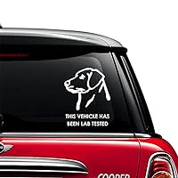 This Vehicle Has Been Lab Tested Labrador Hunting Dog Vinyl Decal Sticker For Car Truck Motorcycle Window Bumper Wall Laptop Size- (6 inch) / (15 cm) Wide / Color- Gloss White