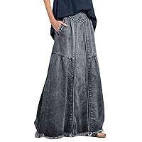 Women's Casual High Waist Denim Skirt Slim Fit A Line Jean Maxi Skirt Teal Bed Skirt