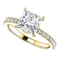 2 CT Princess Cut Colorless Moissanite Wedding Ring, Bridal Ring Set, Engagement Ring, Solid Gold Sterling Silver, Anniversary Ring, Promise Rings, Perfect for Gifts or As You Want Cocktail Rings