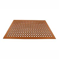 Restaurantware Serve Secure 36 x 24 Inch Restaurant Floor Mat 1 Beveled Edge Drainage Mat - With Holes No-Fatigue Red Rubber Bar Floor Mat Grease-Impervious Easy To Clean