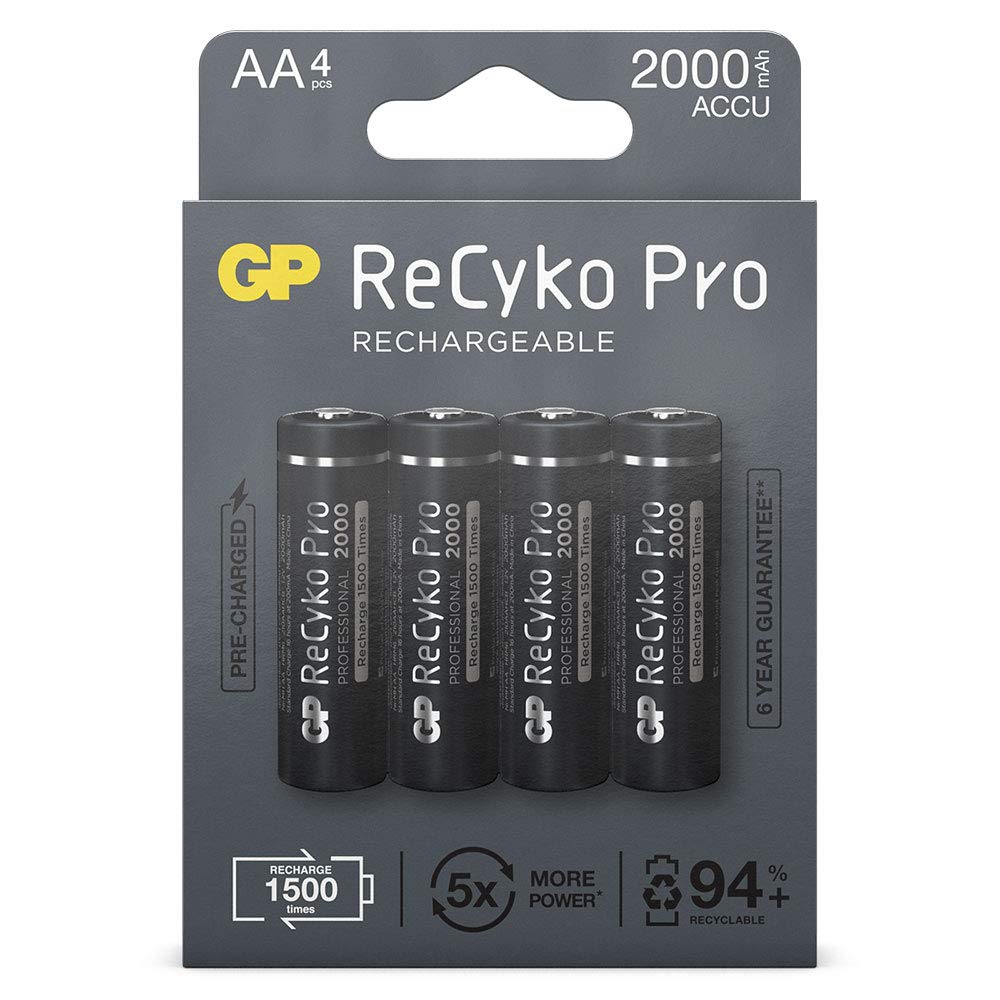 GP Batteries ReCyko+Pro HR06 Mignon (AA) NiMH 2000 mAh 1.2 V Pack of 4