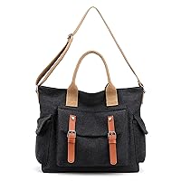 FANDARE Vintage Handbags Canvas Shoulder Bags Women Messenger Crossbody College Tote Bag for 10.5 Inch Tablet Shopping Travel Office Business