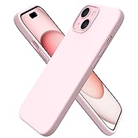 ORNARTO Compatible with iPhone 15 Case 6.1, Slim Liquid Silicone 3 Layers Full Covered Soft Gel Rubber Phone Case, Anti-Scratch Shockproof Protective Cover 6.1 Inch, Chalk Pink