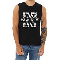 Proud Navy Dad T-Shirt Sleeveless Muscle Tee Mens Tank Tops