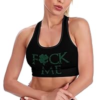 Fuck Me Clover Fashion Sports Bras for Women Yoga Vest Underwear Crop Tops with Removable Pads Workout