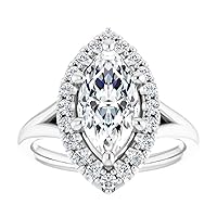 2 CT Marquise Cut Moissanite Engagement Rings for Women Wedding Bridal Ring Set 925 10K 14K 18K Solid White Gold Solitaire Halo Eternity Vintage Anniversary Promise Purpose Gift for Her