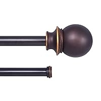 KNM75216 Fast Fit Easy Install Birkin Ball End Decorative Window Double Curtain Rod, 36-66