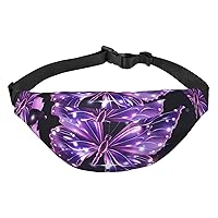 Cute Purple Butterfly Fanny Pack for Men Women Crossbody Bags Fashion Waist Bag Chest Bag Adjustable Belt Bag