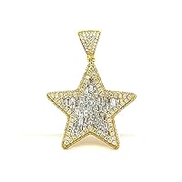 14k Yellow Gold Diamond 1.65ct Diamond Star Diamond Pendant (SI1 Clarity; G-H Color) | Custom Jewelry