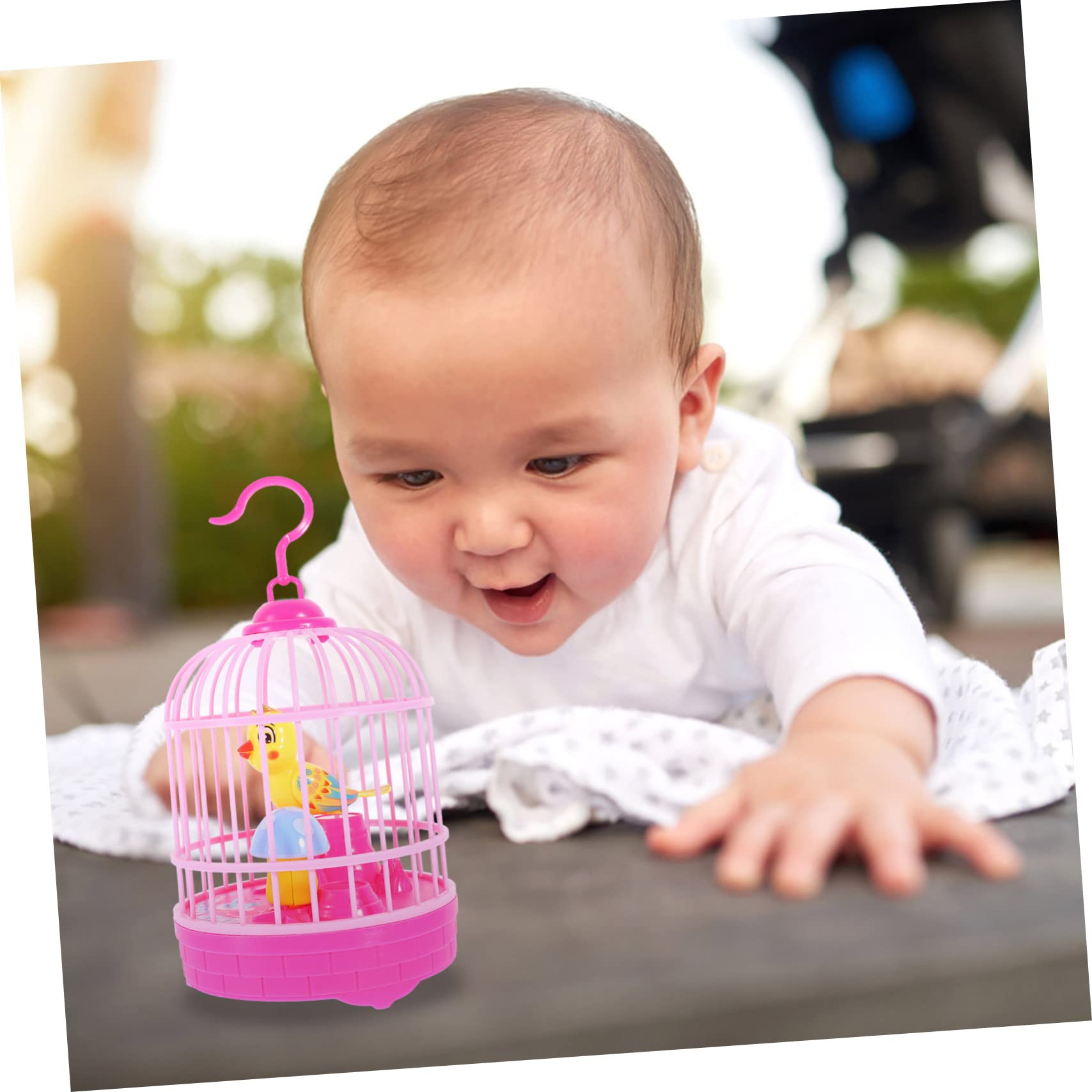 ERINGOGO 1 Set Light Music Bird Cage Singing Bird Cage Voice Control Toy Bird Toy for Leisure Time Bird Toy with Hanging Hook Light Sensor Toy The Bird Model Birds Parrot Child Cat Toy Abs
