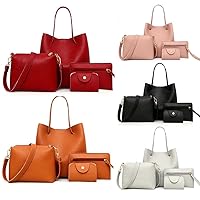 Tote Bag for Women in Leather Handbags 4pcs Hobo Bags Ladies Purse Shoulder Bags Girls Faux Leather Satchel Purse 2022