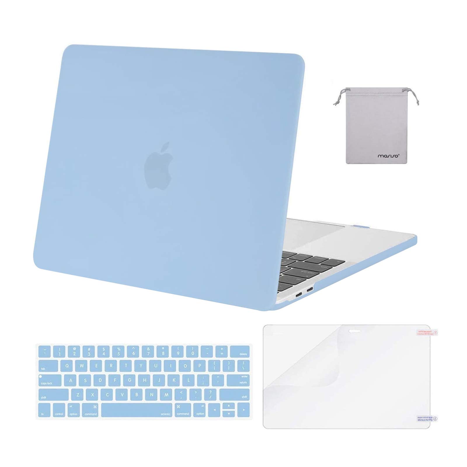 MOSISO MacBook Pro 13 Case 2019 2018 2017 2016 Release A1989 A1706 A1708 Plastic Hard Shell & Keyboard Cover & Screen Protector & Storage Bag Compatible Newest MacBook Pro 13 Inch Mint Green 