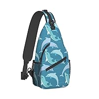 Dolphin Print Trendy Casual Daypack Versatile Crossbody Backpack Shoulder Bag Fashionable Chest Bag