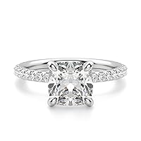 Kiara Gems 2.50 CT Cushion Moissanite Engagement Ring 10K 14K 18K Solid Gold Moissanite Diamond Ring 925 Sterling Silver Solitaire Engagement Wedding Ring