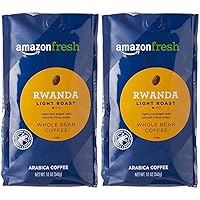 AmazonFresh Direct Trade Rwanda Whole Bean Coffee, Light Roast, 12 Ounce (Pack of 2)