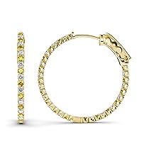 Citrine & Natural Diamond Inside-Out Hoop Earrings 2.70 ctw 14K Yellow Gold
