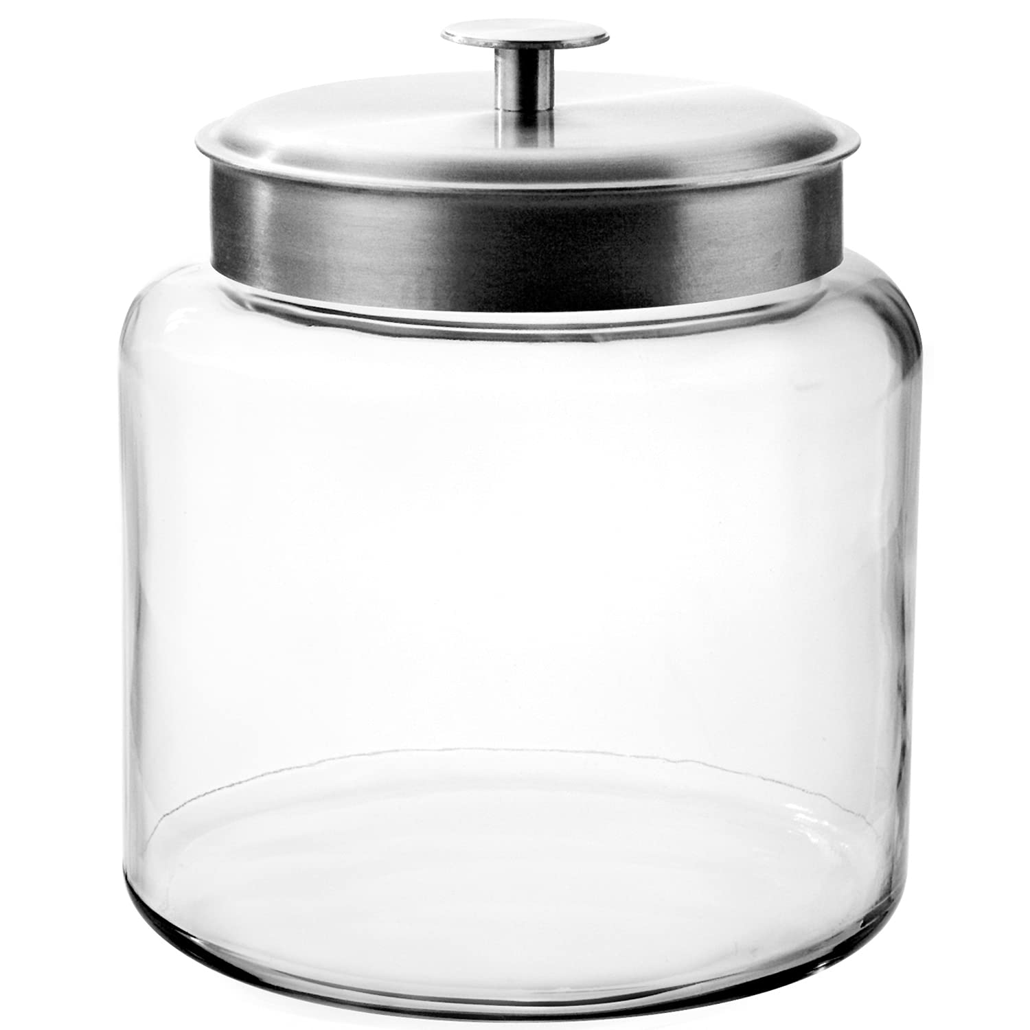 Anchor Hocking 1.5 Gallon Montana Glass Jar with Lid (2 piece, brushed metal, dishwasher safe)