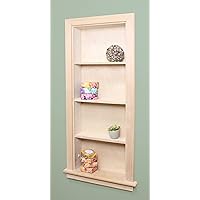 Fox Hollow Furnishings 14x36 Recessed Aiden Wall Niche, 4 Shelves - Wall Shelf for Storage and Home Decor (Unfinished Aiden Wall Niche W/Plain Back)