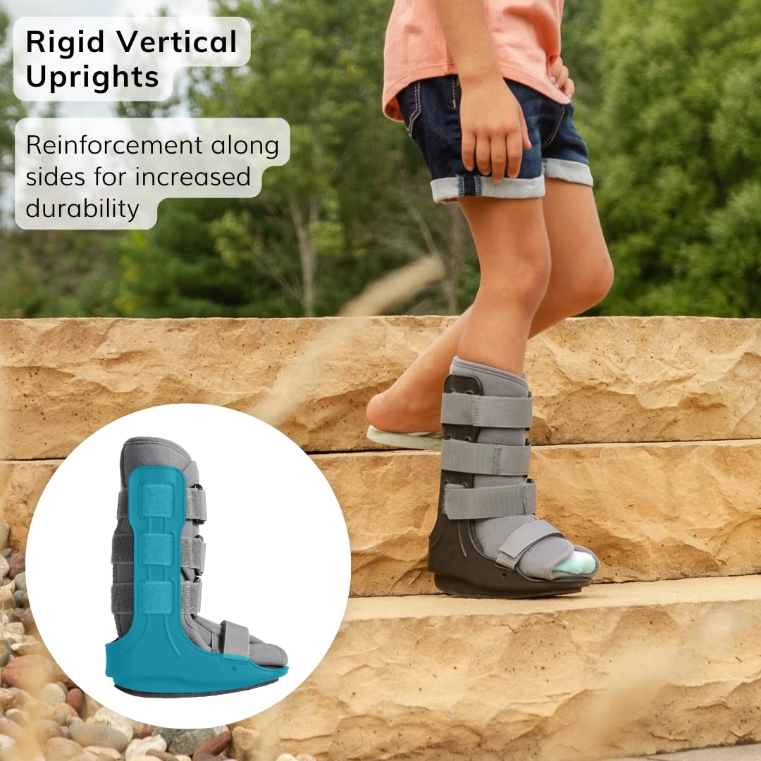 BraceAbility Pediatric Walking Boot - Children's CAM Medical Walker Orthopedic Support Shoe for Youth Ankle Break Injury, Kid's Stress Metatarsal Bone Fracture, Broken Foot or Toe Recovery Cast (L)
