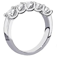 1.00 CT TW U-Prong Set Round Diamond Anniversary Wedding Ring in 18k White Gold
