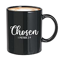 Christian Coffee Mug - Chosen 1 Peter 2:9 - Religious Peter Bible Verse Jesus Faith Christianity (11oz,Black)