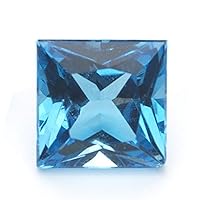 0.90-1.12 Cts of 5.5 mm AA Square Princess (1 pc) Loose Swiss Blue Topaz