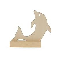 Unfinished Standing Wooden Dolphin Shape Cutout DIY Craft 5.5 Inches