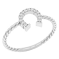 0.07 Carat (ctw) Round White Diamond Horse Shoe Twisted Rope Shank Ring for Her in 10K Gold