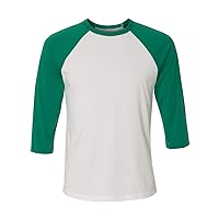 Bella + Canvas Unisex 3/4-Sleeve Baseball T-Shirt (3200) WHITE/KELLY