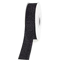 Homeford Firefly Imports Glitter Ribbon Wrapping, 7/8-Inch, 25 Yards, Black, 7/8