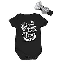 Petitebella Happy New Year 2018 Black Cotton Bodysuit Romper Nb-18m