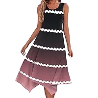 Summer Beach Dresses for Women 2024 Beach Dress for Women 2024 Summer Fashion Flowy Ruched Casual with Sleeveless Round Neck Swing Dresses Pink X-Large