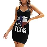 Don't Mess WithTexas Casual Mini Dresses for Women Backless Slip Sundress Sexy V Neck Party Tank Dress