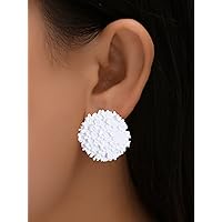 Earrings for Women- Solid Stud Earrings Birthday Valentine's Day (Color : White)