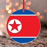 Christmas Ornaments 2022 North Korea Acrylic Christmas Ornaments Gift Flag for Travelers Christmas Bauble Flag Heroes Series Keepsake Collectible Gift Tree Decoration Stocking Name Tag Transparent