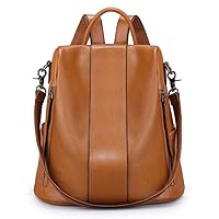 S-ZONE Leather Backpack Purses for Women Antitheft Soft Rucksack Ladies Shoulder Bag Medium