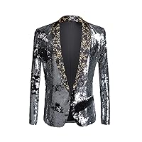 Shiny Decorated Blazer Jacket for Men Night Club Graduation Suit Blazer Cost Sequin DJ Black Suit Jacket
