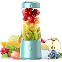 Portable Blender USB Rechargeable, Hotsch Personal Size Blender for Shakes and Smoothies, Strong Cutting Power with Six Blades, 13.5Oz Juicer Cup for Sports, Travel
