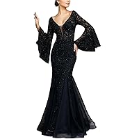 XJYIOEWT Sun Dress Long Sleeve Maxi,Ladies Black Lace Sexy Slim Fit Fishtail Banquet Evening Long Dress Plus Size Dresse