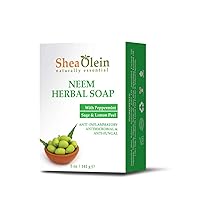 NEEM HERBAL SOAP WITH PEPPERMINT, SAGE & LEMON PEEL 5ozQ