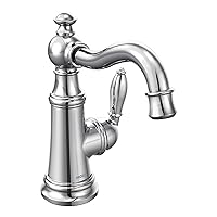 Moen S42107 Weymouth One-Handle Single Hole Traditional Bathroom Sink Faucet with Drain Assembly, Chrome