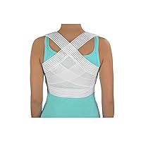 DMI Posture Corrector for Men and Women, Adjustable Criss-Cross Support for Reducing Back Pain and Strain, Comfortable and Breathable, Machine Washable, White, Medium-Large, 38