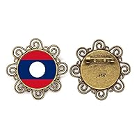 laos national flag asia country flower brooch pins jewelry for girls
