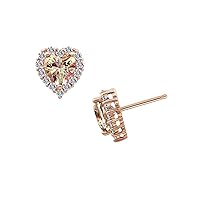 Amazon Collection Womens Rose Gold Plated Sterling Silver Infinite Elements Cubic Zirconia Heart Misty Rose Topaz Stud Earrings