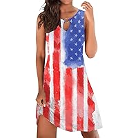 XJYIOEWT Cocktail Dress Plus Size Women Elegant,Independence Day for Women's 4 of July Printed Boho Sundress for Women C