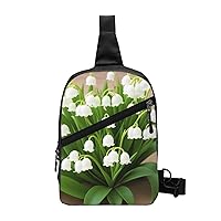 Lilies Of The Valley Sling Bag For Women And Men Fashion Folding Chest Bag Adjustable Crossbody Travel Shoulder Bag