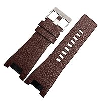 for Diesel DZ1216 DZ1273 DZ4246 DZ4247DZ287 Wrist Straps Black Brown Genuine Leather watchband 32 * 17mm Dedicated Men Bands (Color : 10mm Gold Clasp, Size : 32-17mm)